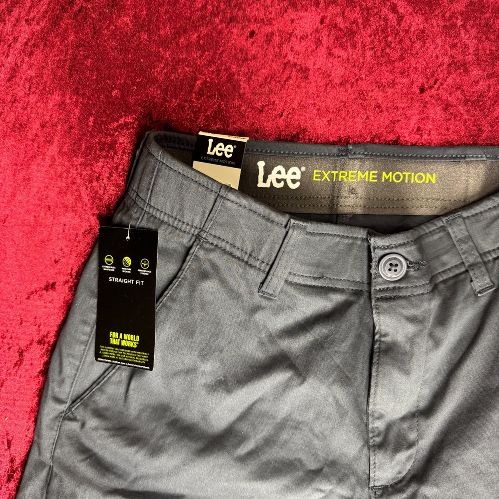 Lee Extreme Motion Chino Shorts Mens 29 Navy Straight Fit 10" Inseam Waistband - Picture 3 of 11